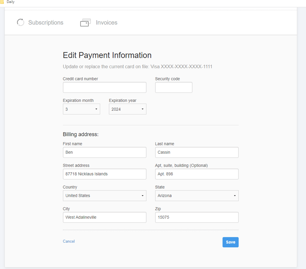 Razorsync Billing Portal
